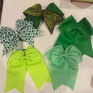Cheer Bows Lot Of 5 - Competitive Style and St Patrick's Day Green